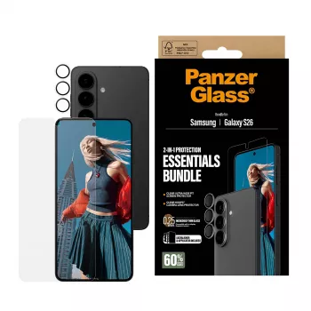 PanzerGlass schermbeschermingsbundel voor Samsung Galaxy S26 — Hoops 2-in-1 Ultra-Wide Fit, gehard glas + PET-/siliconenlagen