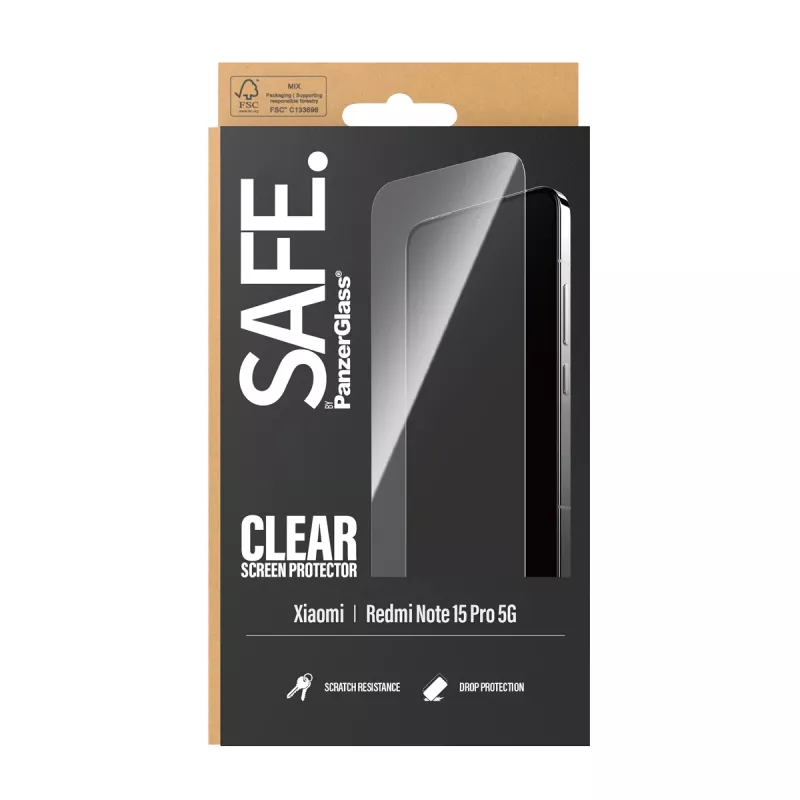 PanzerGlass SAFE. by ® schermbescherming Xiaomi Redmi Note 15 Pro 5G | Ultra-Wide Fit