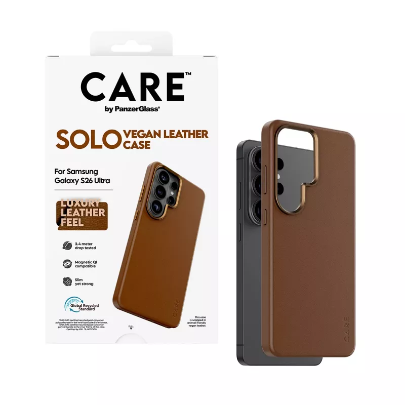 PanzerGlass CARE™ by ® Solo Case bruin met Qi Samsung Galaxy S26 Ultra