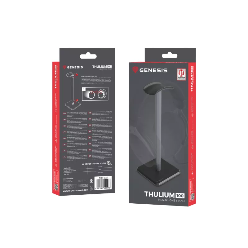 Hoofdtelefoonstandaard GENESIS NGM-2232 ABS aluminium TPU zwart grijs