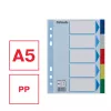 Registertabs ESSELTE 5-delig A5 polypropyleen kleur, om te archiveren en indexeren