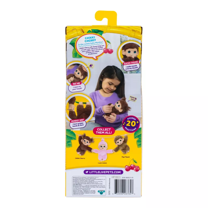 Moose Toys Little Live Pets My Baby Monkey 'Chikki Cherry', jongen/meisje, 2 jaar, met geluid