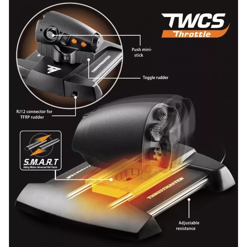 Thrustmaster T-16000M FCS Flight Pack zwart USB joystick analoog/digitaal MAC, PC