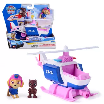 PAW Patrol: Search & Rescue, Skye reddingshelikopter met 2 figuren, helden-helikopterspeelgoed met terugtrekfunctie, kinderspeelgoed voor jongens & meisjes vanaf 3 jaar