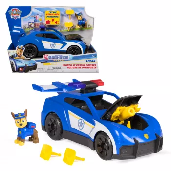 PAW Patrol: Search & Rescue, Chase Launch 'N' Rescue Cruiser met figuur & 2 projectielen, lichten, geluiden, & verborgen werper, kinderspeelgoed voor jongens & meisjes vanaf 3 jaar