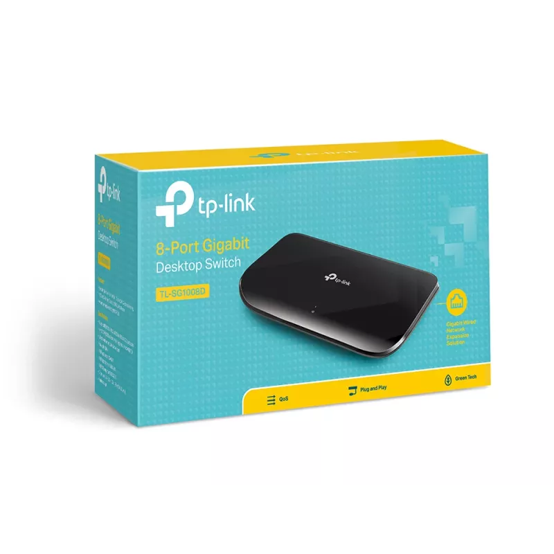 TP-Link 8-poorts Gigabit desktop netwerkswitch, unmanaged, Gigabit Ethernet (10/100/1000), wandmontage mogelijk