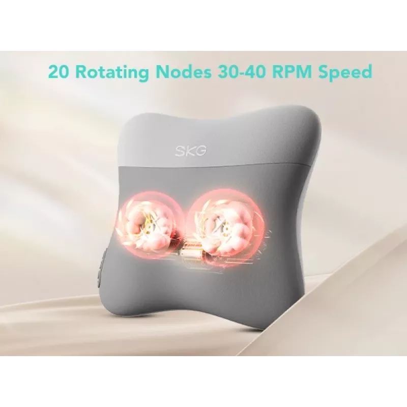 SKG VS500 massagekussen – kneedmassage, batterijgevoed 10 W, ingebouwde accu, grijs