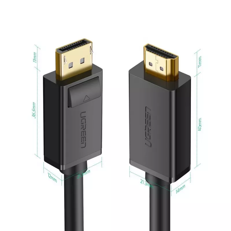 Ugreen 10202 videokabel-adapter 2 m DisplayPort HDMI zwart