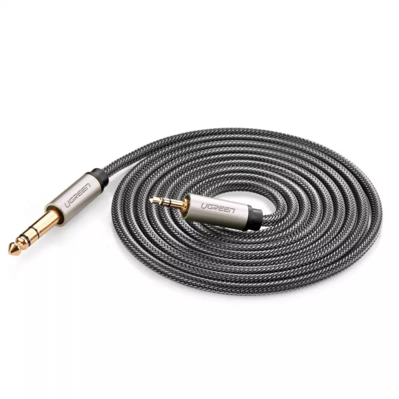 Audiokabel Ugreen 10628 2m 6,35mm naar 3,5mm stekker zwart