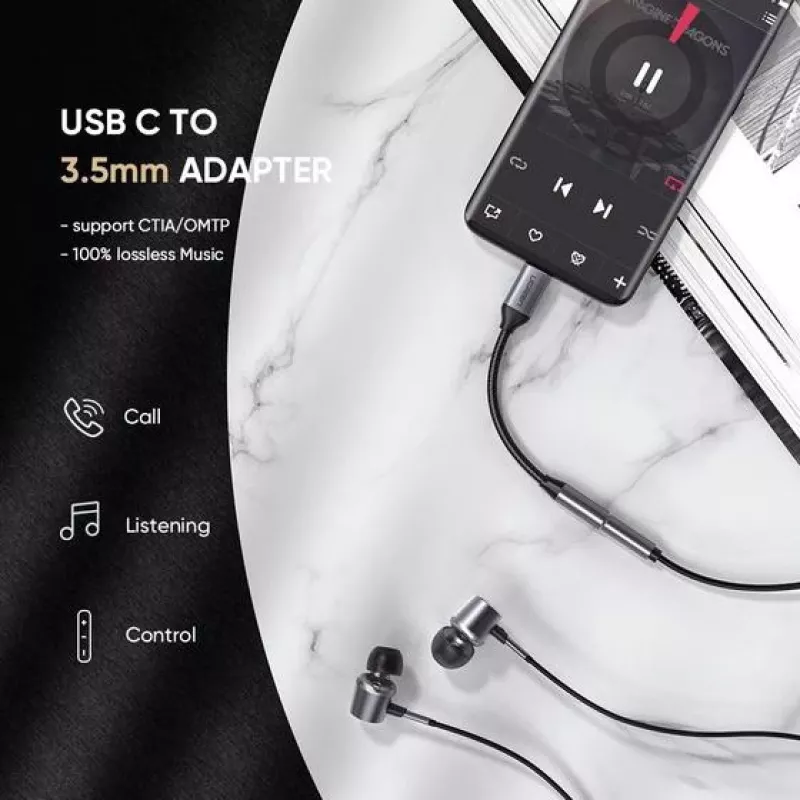 Mobiele-telefoonkabel Ugreen 30632 USB-C naar 3,5 mm zwart
