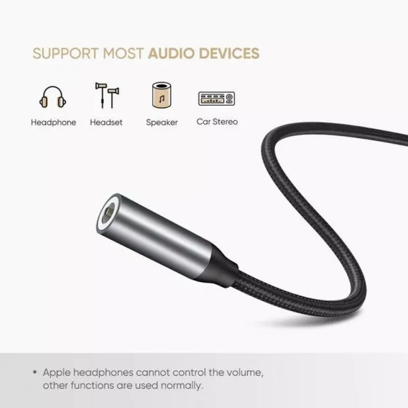 Mobiele-telefoonkabel Ugreen 30632 USB-C naar 3,5 mm zwart