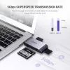 Kaartlezer UGREEN 50541 USB 3.2 Gen 1 (3.1 Gen 1) — CF, SD, MicroSD, Memory Stick, staal, 5000 Mbit/s