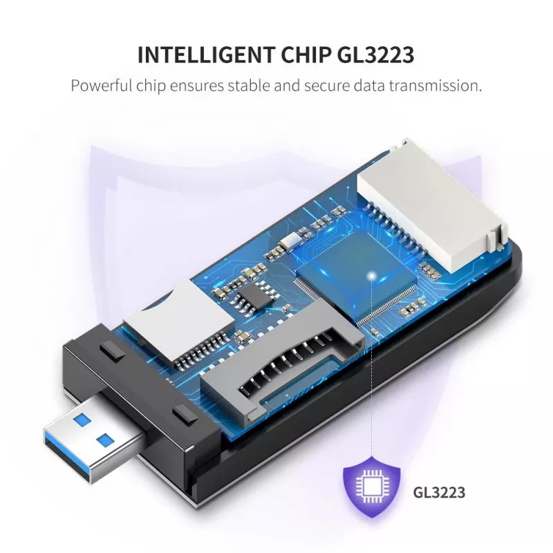 Kaartlezer UGREEN 50541 USB 3.2 Gen 1 (3.1 Gen 1) — CF, SD, MicroSD, Memory Stick, staal, 5000 Mbit/s