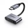 Ugreen CM193 USB-C naar 3,5 mm audioadapter, 2 poorten, grijs
