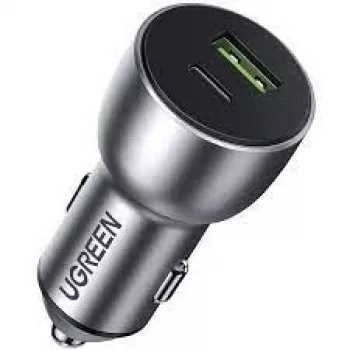 Ugreen 60980 oplader voor mobiele apparaten universeel zilver sigarettenaansteker snelladen auto