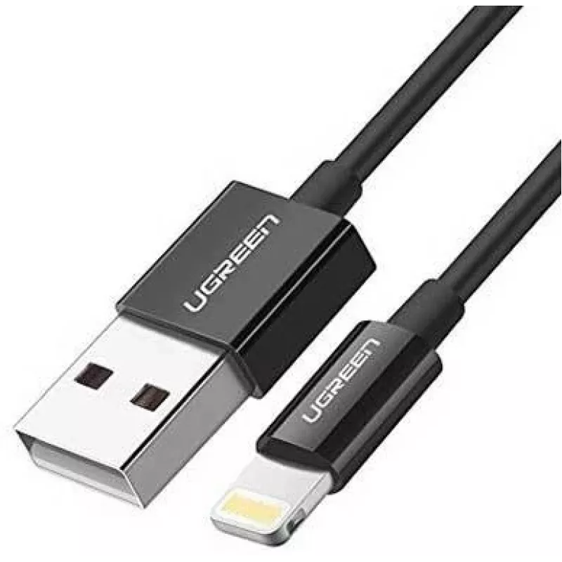 Ugreen 80823 US155 telefoonkabel zwart 2 m USB-A Lightning