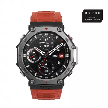 Amazfit T-Rex 3 Lava 3,81 cm (1,5 inch) AMOLED 48,5 mm digitaal 480 x 480 pixels touchscreen zwart, roestvrij staal GPS (satelliet)