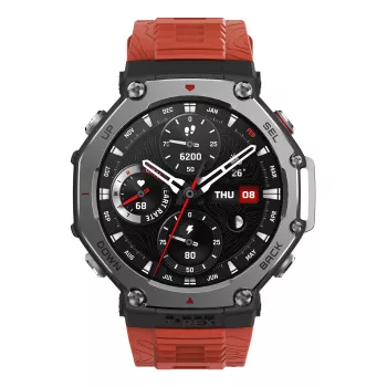 Amazfit T-Rex 3 Lava 3,81 cm (1,5 inch) AMOLED 48,5 mm digitaal 480 x 480 pixels touchscreen zwart, roestvrij staal GPS (satelliet)