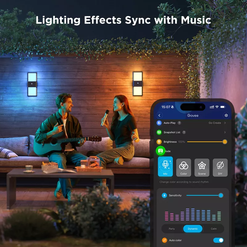 Buitenwandlamp Govee H7078CD1 slim RGB-kleurwissel, wifi-/app-bediening
