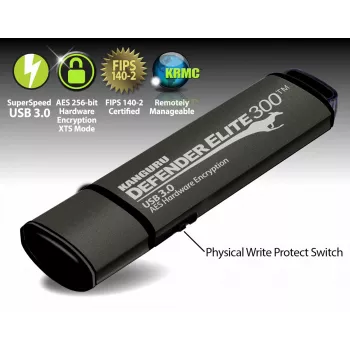 Kanguru Defender Elite 300 USB-stick 256 GB USB Type-A 3.2 Gen 1 (3.1 Gen 1) zwart