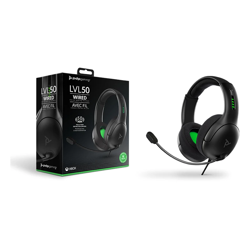 PDP LVL50 headset bedraad hoofdband gaming zwart, groen, grijs