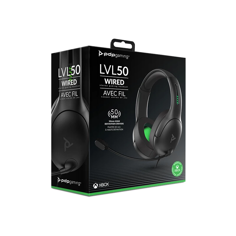 PDP LVL50 headset bedraad hoofdband gaming zwart, groen, grijs