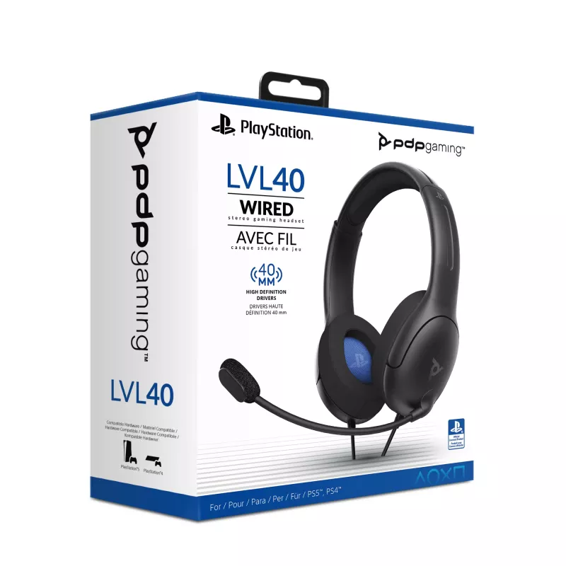 PDP LVL50 bedrade headset PS4 wit - 50 mm-drivers, bedraad, bedraad, gaming, headset, zwart