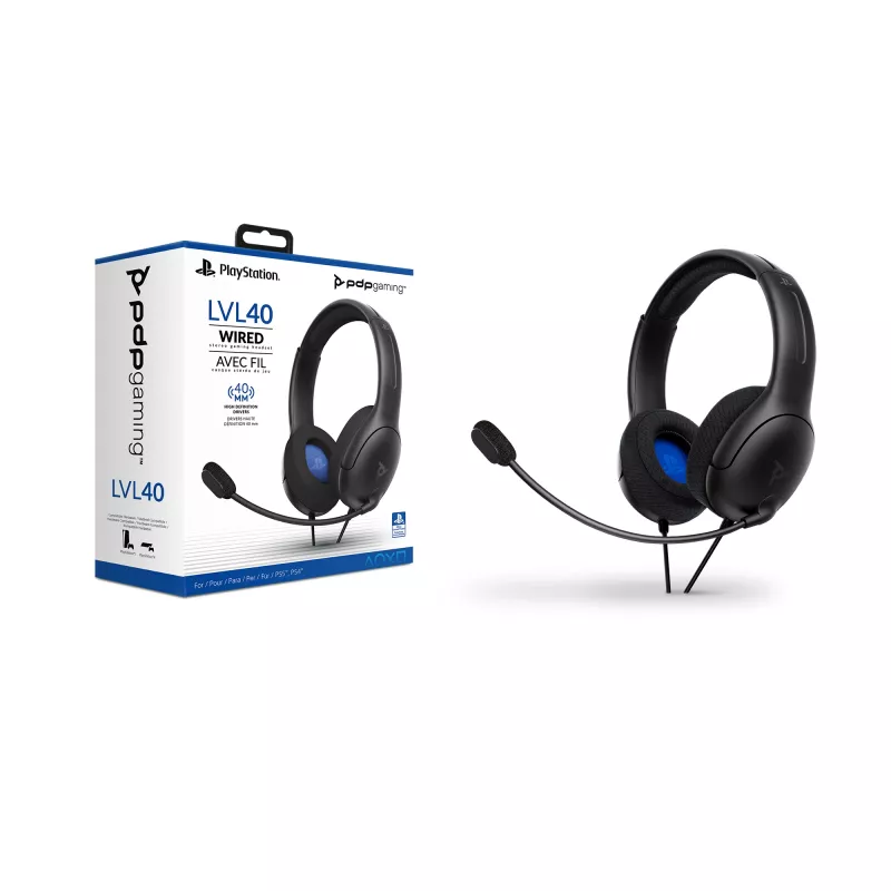 PDP LVL50 bedrade headset PS4 wit - 50 mm-drivers, bedraad, bedraad, gaming, headset, zwart