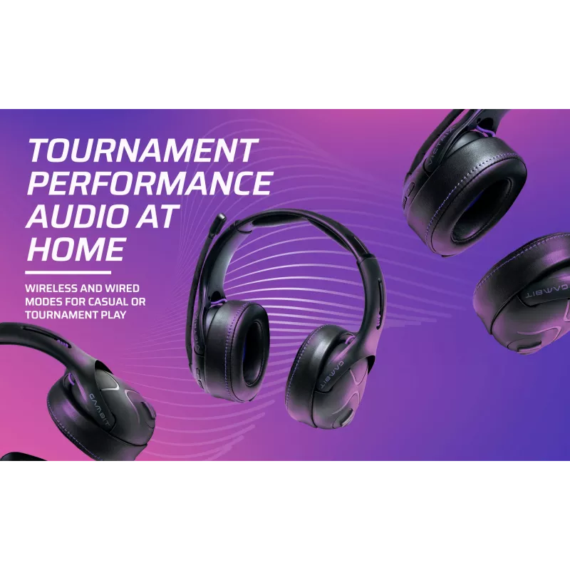 Headset VICTRIX Gambit Wireless — bedraad & draadloos, 20–20000 Hz, 2 m kabel, 301 g, zwart/paars