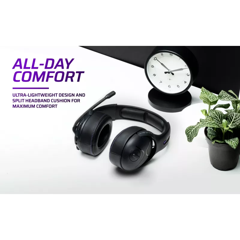 Headset VICTRIX Gambit Wireless — bedraad & draadloos, 20–20000 Hz, 2 m kabel, 301 g, zwart/paars