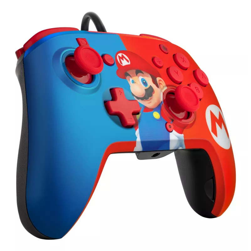 PDP REMATCH bedrade controller: Power Pose Mario, gamepad, Nintendo Switch, Nintendo Switch OLED, D-pad, Home-knop, analoog / digitaal, bedraad, USB