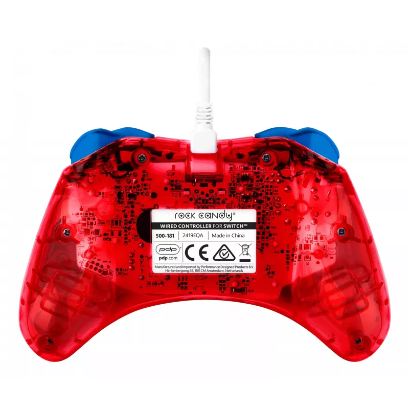 PDP Rock Candy: Mario Punch rood, transparant USB-gamepad analoog/digitaal Nintendo Switch, Nintendo Switch Lite, Nintendo Switch OLED