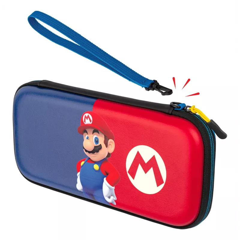 Hardshell-draagtas PDP slank Deluxe Power Pose Mario voor Nintendo – blauw/rood