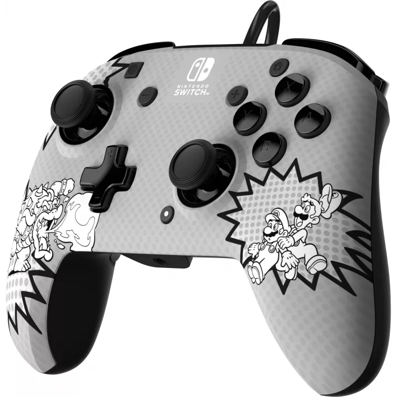 PDP REMATCH: Comic Attack zwart, grijs, wit USB-gamepad analoog/digitaal Nintendo Switch, Nintendo Switch OLED