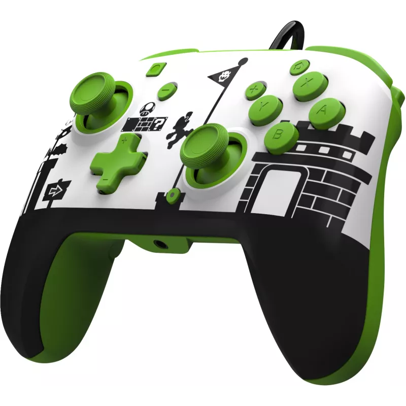 PDP REMATCH bekabelde controller: Super Mario Retro, gamepad, Nintendo Switch, Nintendo Switch OLED, D-pad, home-knop, analoog/digitaal, bekabeld, USB