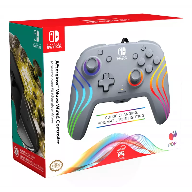 PDP Afterglow Wave grijs USB-gamepad analoog/digitaal Nintendo Switch, Nintendo Switch OLED