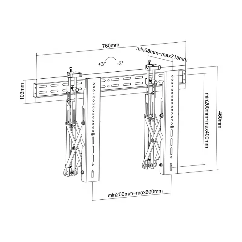Videowall-montage Multibrackets M Public Push 40-70 inch zwart