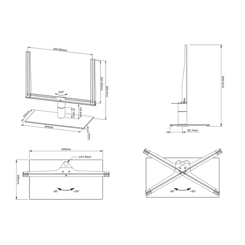 Tafelstandaard Multibrackets M VESA Turn zwart groot MAX 600x400
