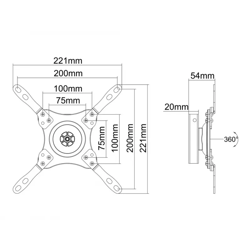 Multibrackets M VESA Wallmount 360 zwart