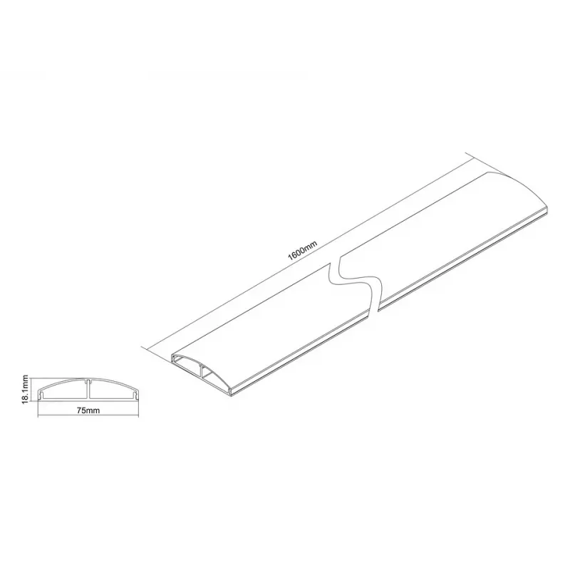 Multibrackets M kabelgoot SS zwart 75 mm B - 1600 mm L