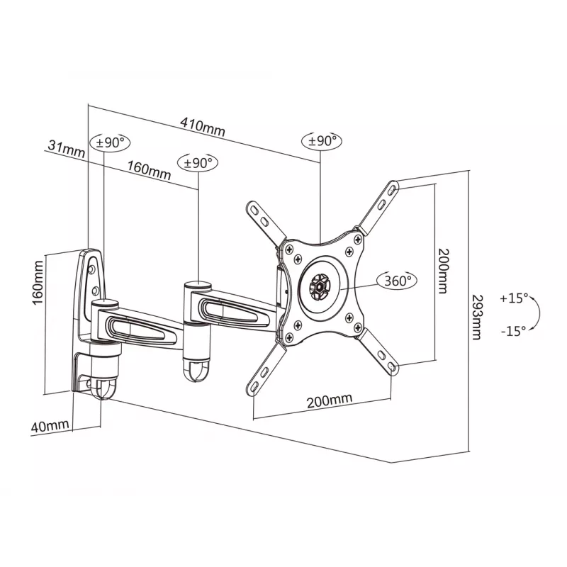 Multibrackets M VESA Flexarm 360 III wit 15 kg 15-32 inch
