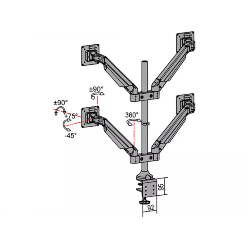 Multibrackets M VESA Gas Lift Arm Quad zwart 40 kg 15-32 inch