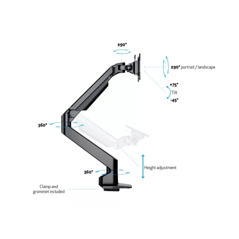 Multibrackets M VESA Gasliftarm enkel zwart HD
