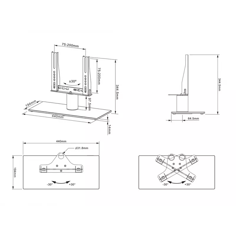 Tafelstandaard Multibrackets M VESA Tablestand Turn zwart X Small MAX 200x200