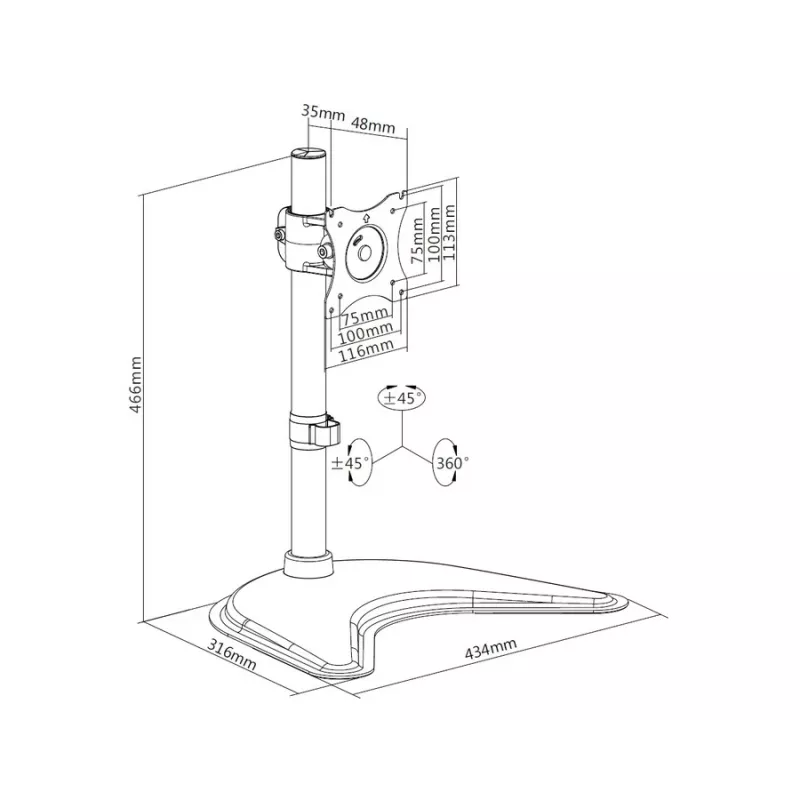 Desk Stand Multibrackets M Deskstand Basic Single
