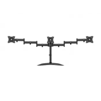 Monitor-tafelstandaard MULTIBRACKETS M Deskstand Basic Triple — 3-voudig, VESA 75x75–100x100, ondersteunt tot 24 kg, voor 15-inch- tot 27-inch-beeldschermen, zwart