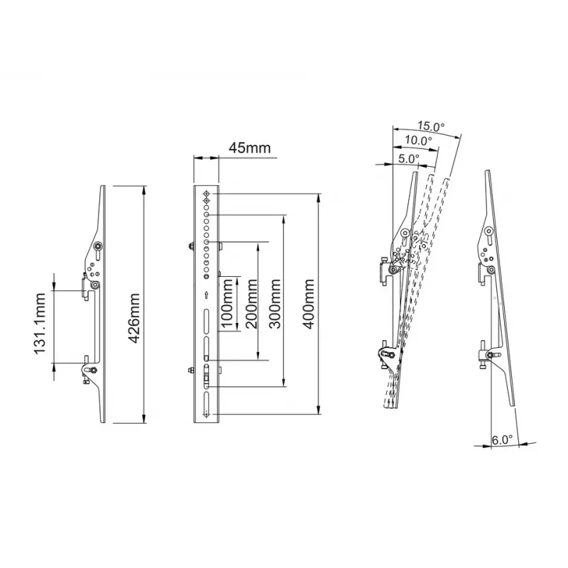 Flatscreen-montagearm MULTIBRACKETS M Pro Series Tilt Arms 400mm, zwart, aluminium/staal, 2 stuks