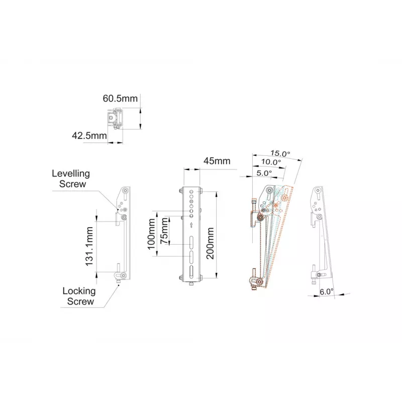 Flatscreen-montagearm MULTIBRACKETS M Pro Series Tilt Arms 200 mm zwart staal, 1,5 kg, 2 stuks