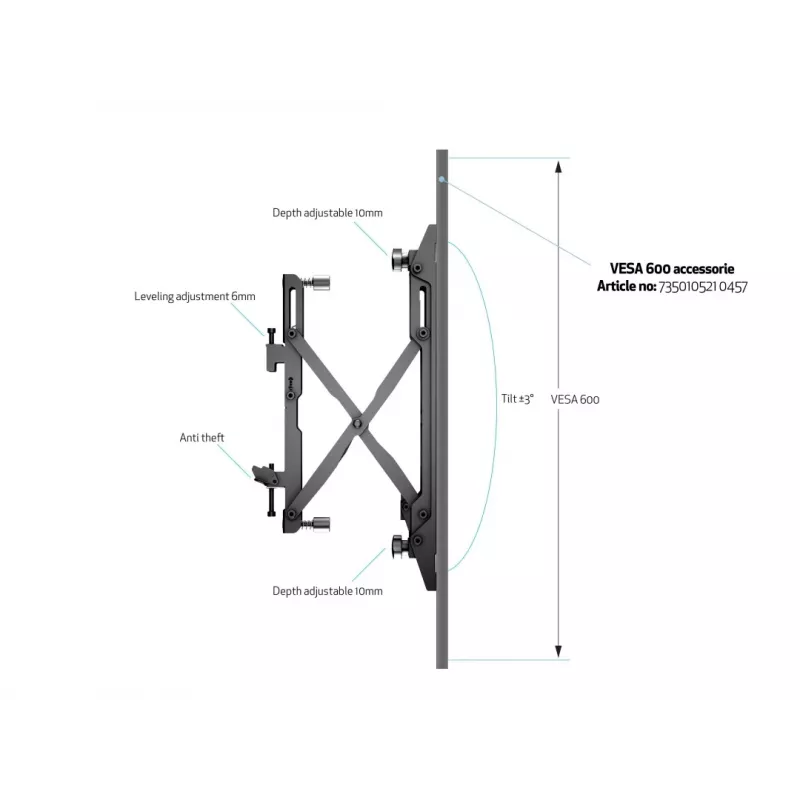 Wandbeugel Multibrackets M Wallmount Pro MBW1U zwart 30 kg 40-65 inch