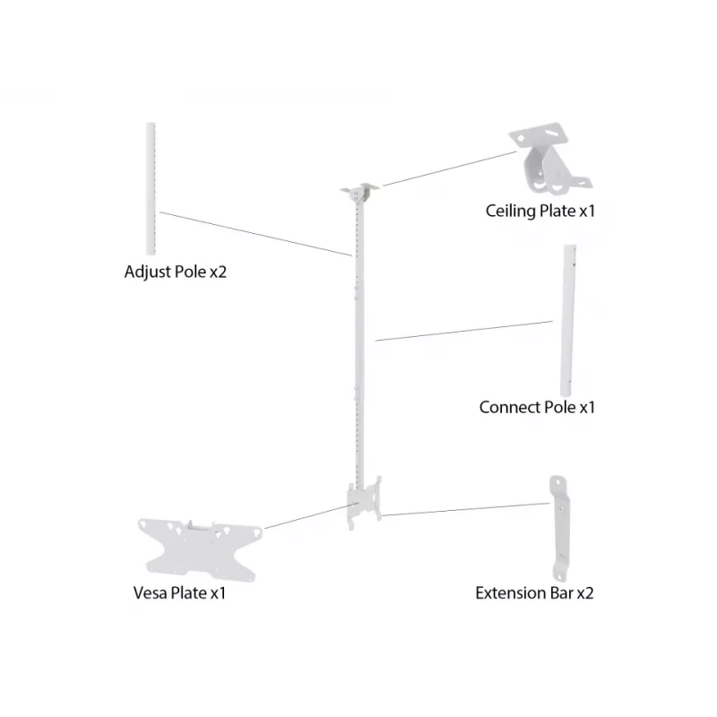 Plafondsteun Multibrackets M Public Small Single wit 1500 14 kg 10-32 inch